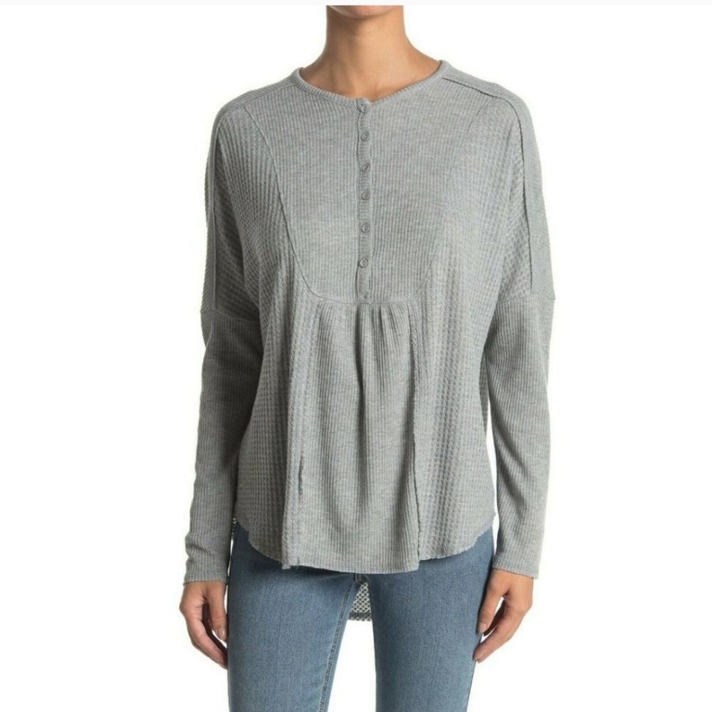 Gibson Look Gray Thermal Henley Size Small